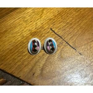 Navajo Teardrop Turquoise Inlay Earrings